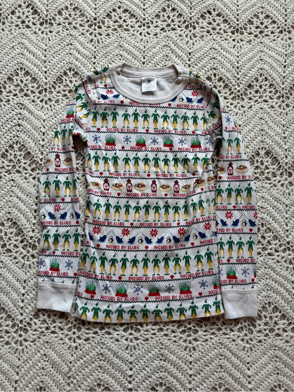 Hanna Andersson Kids Long Sleeve Top Pajamas Christmas Theme Elf Trees Gnomes